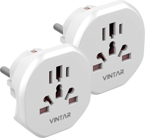[1-Pack] Type E F Plug Adapter, VINTAR Germany France Travel Plug Adapter, South Korea Outlet Adapter, Schuko Power Adaptor for US to Europe EU Spain Iceland Korea Greece Russia German French in Saudi Arabia
