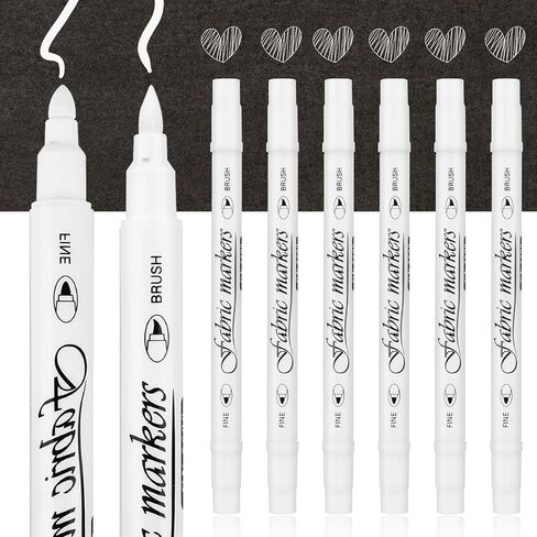6 Pcs White Marker Paint Pens, Permanent Marker White Paint Pens for Wood, 1-5mm Acrylic Water-Based White Markers for Wood Rock Plastic Leather Glass Stone Metal Canvas Ceramic (White) in Saudi Arabia