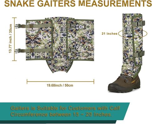 NatureBlend Snake Gaiters Hunting Gaiters, Adjustable Snow Boot Gaiters, Waterproof Leg Gaiters for Hiking Walking Skiing in Saudi Arabia