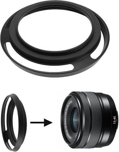 Create idea 52mm Lens Hood Compatible with FUJINON XC15-45mm F3.5-5.6 OIS PZ Lens Compatible with Fuji Fujifilm X-A5 X-T100 Clear Hole 49mm, Black in Saudi Arabia