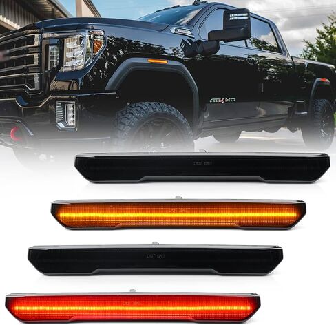 NSLUMO Led Side Marker Lights Replacement for 2020 2021 2022 GMC Sierra 2500HD 3500HD Pickup Amber Front Rear Red Side Markers Left Right Fender OEM Fit Sidemarker Lamps Kit Euro Smoked Lens in Saudi Arabia