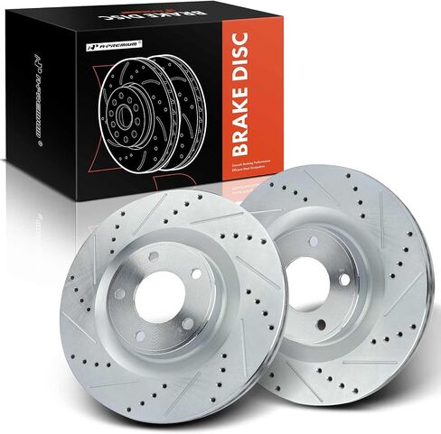 A-Premium 12.60 inch (320mm) Front Drilled and Slotted Disc Brake Rotors Compatible with Select Ford and Lincoln Models - Edge 2007-2014, MKX 2007-2015, 2-PC Set in Saudi Arabia