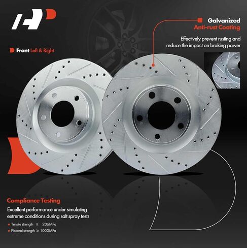 A-Premium 12.60 inch (320mm) Front Drilled and Slotted Disc Brake Rotors Compatible with Select Ford and Lincoln Models - Edge 2007-2014, MKX 2007-2015, 2-PC Set in Saudi Arabia