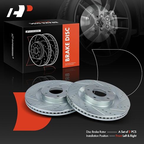 A-Premium 12.60 inch (320mm) Front Drilled and Slotted Disc Brake Rotors Compatible with Select Ford and Lincoln Models - Edge 2007-2014, MKX 2007-2015, 2-PC Set in Saudi Arabia