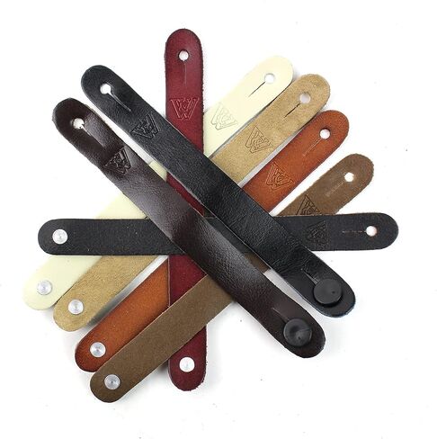 Walker And Williams AT-1-DBRN Distressed Brown Premium Leather Acoustic Guitar Strap Button Headstock Adaptor For Acoustic, Electric, And Bass Guitars in Saudi Arabia