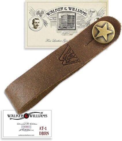 Walker And Williams AT-1-DBRN Distressed Brown Premium Leather Acoustic Guitar Strap Button Headstock Adaptor For Acoustic, Electric, And Bass Guitars in Saudi Arabia
