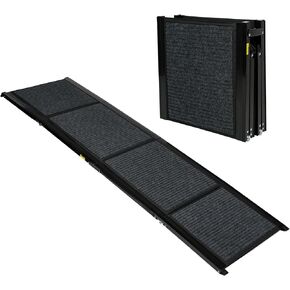 Ashfield & Harkness: Felt Dog Ramp - 63 x17, Black, Foldable & Portable, Metal Frame, Non-Slip, Stairs Alternative for Car-SUV-Truck, Pets 250lbs Cap in Kuwait