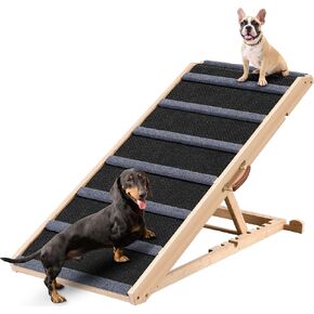 Dog Ramp for Bed - Extra Wide 17’’, Non-Slip Rubber Surface Excellent Traction, Pet Ramp for Small Large Dogs to Get on High Couch Car, Hold up to 200lb, Adjustable, Foldable in Kuwait