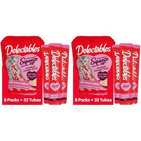 Delectables Squeeze Up Kitten Variety Pack, Creamy Squeezable Puree, Lickable Wet Cat Treats, Grain Free, No Added Fillers, No by-Products, No Added Preservatives, 0.5 Ounces Tube, 20 Tubes Total in Kuwait