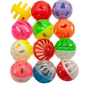 Fashion's Talk 12PCS Value Pack Plastic Ball Cat Toys Lattice Balls with Bell Jingle Kitten Toy,Gift Box 1.5" 6 Styles in Saudi Arabia