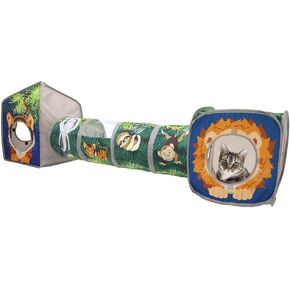 Kitty City Safari Jungle Pop-Up Cat Cube, Collapsible Indoor Cat Hideout & Play Cube with Peekaboo Openings, Easy Storage, 15" x 15" x 15" in Saudi Arabia