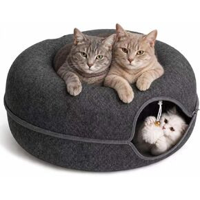 Felt Cat Tunnel for Large Indoor Cats, 24" x 24" x 12" Peekaboo Cave Bed in Saudi Arabia