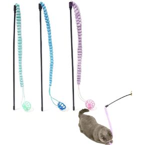 IUHKBH Plush Cat Wands, 3 PCS Charm Teaser Toys Interactive Cat Stick Colorful Teaser Wands for All Breed Sizes in Saudi Arabia