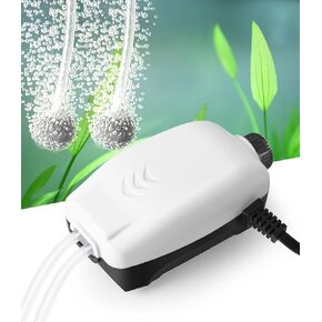 HITOP Dual Outlet Aquarium Electric Air Pump, Whisper Adjustable Fish Tank Aerator, Quiet Oxygen Pump with Accessories for 10 to 100 Gallon in Kuwait