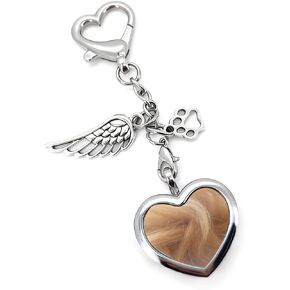Pet Fur Memorial Keychain, Lock of Fur Hair Key Chain, Pet Remembrance Key Ring, Stainless Steel Glass Pet Loss Gift for Grieving Pet Owners, Holds Dog or Cat Hair in Kuwait