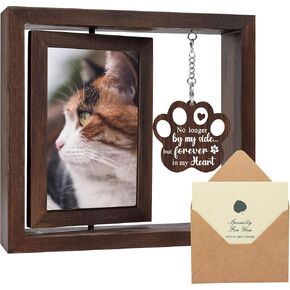 SHOW-YA Cat Memorial Gifts for Loss of Cat - Pet Memorial Gifts Cat,Loss of Cat Sympathy Gift, Cat Passing Away, Pet Remembrance Gift Cat,Rotating Wooden Cat Picture Frame 4x6 Photo in Kuwait