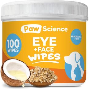Paw Science Dog Eye Wipes (100 Count) Hypoallergenic Eye & Face Wipes for Dogs & Cats - Pet Tear Stain Remover & Cleaner - Cleans & Removes Discharge, Crust, & Gunk (Coconut) in Saudi Arabia