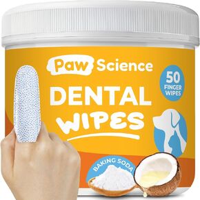 Paw Science Dog & Cat Teeth Cleaning Wipes - Dental Finger Wipes for Cats & Dogs - Pet Toothbrush & Tooth Brushing Kit - Effective Teeth Cleaner (Unscented) in Saudi Arabia