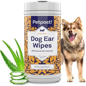 Petpost | Cat Ear Cleaner Wipes - Ultra Soft Cotton Pads in Coconut Oil Solution - Treatment for Removing Cat Ear Dirt & Wax 100 ct. in Kuwait