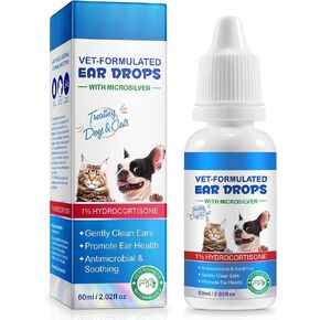 VOSIFSDIY Dog Cat Ear Infection Treatment Drops, Pets Ear Cleaning Drops with 1% Hydrocortisone for Dog & Cats Yeast Infection, Itchy Ear Relief, Pet Ear Care Supplies for Dogs & Cats -2fl oz(2PCS) in Saudi Arabia