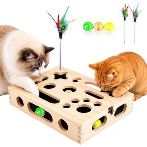 Large Cat Nail File Box, Sturdy Wood Cat Scratch Puzzle Enrichment Box in Saudi Arabia