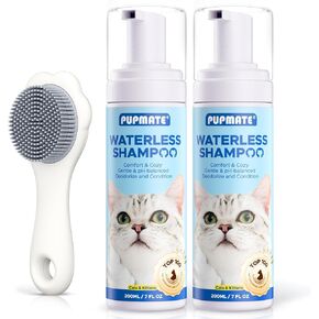Cat Waterless Shampoo with Brush - No Rinse Formula for Quick Clean Between Baths, Hypoallergenic & Detangling, Reduce Itchy Skin Shedding & Odor Control,Vet-Recommended for Kittens/Senior Cats in Kuwait
