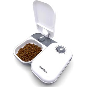 Cat Mate 2-Meal Automatic Feeder, 400g Per Bowl, Wet & Dry Food, White in Kuwait