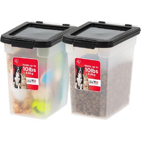 IRIS USA Airtight Dog Food Storage Container, Up to 38 lbs, Attachable Wheels, For Dog Cat Bird and Other Pet Food Storage Bin, Keep Fresh, Easy Mobility, BPA Free, Navy/Pearl in Saudi Arabia