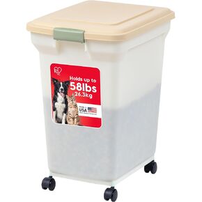 IRIS USA Dog Food Storage Container, Up to 58 lbs, Smoke Black, Made in USA in Saudi Arabia