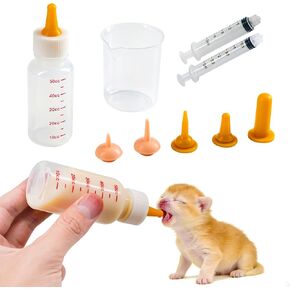 Pet Feeding Bottle and Syringe Set for Puppies and Kittens(1 Bottles,2 Syringes,6 Nipples,1 Storage Measuring Cup) in Saudi Arabia