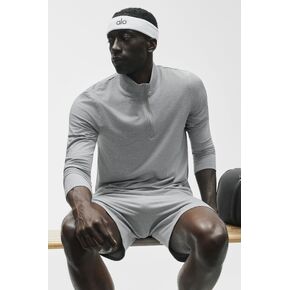 Alo Yoga Conquer 1/4 Zip Reform Long Sleeve - Vintage Athletic Heather in Saudi Arabia