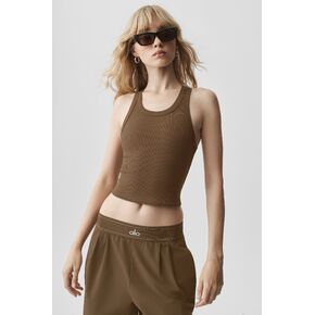 Alo Yoga Goddess Ribbed Go-To Tank - Java Brown in Kuwait