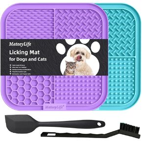 MateeyLife 2PCS Small Lick Mat for Dogs and Cats, Licking Mats for Dog Anxiety Relief, Cat Peanut Butter Lick Pad for Boredom Reducer, Dog Treat Mat Perfect for Bathing Grooming Blue&Green in Saudi Arabia
