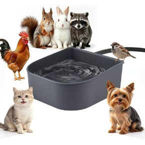 Outdoor Heated Water Bowl for Dogs Cats, 2.2L Winter Heating Dog Water Bowl Smart Thermal for Outdoor Chickens Rabbits Birds, Black in Saudi Arabia