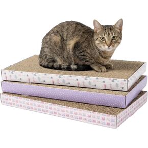 Kitty City XL 3-Pack Cat Scratcher Pads – Durable Corrugated Cardboard Scratch Pads with Catnip – Double-Sided for Longer Use, Cat Claw Maintenance & Furniture Protection, Cat Scratching - 10" x 18" in Kuwait