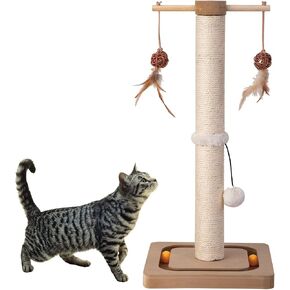 PEEKAB Cat Scratching Post Sisal Scratch Posts for Indoor Kittens and Cats,with Interactive Tracking Toys Suitable for Vertical Scratcher of Small and Medium-Sized Cats 25 Inches Beige in Kuwait