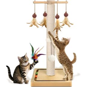 Cat Scratching Post, Sisal Scratcher with Enrichment Toys for Indoor Cats in Kuwait