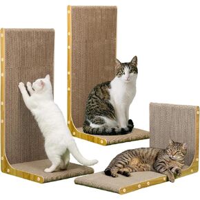 SMARTBEAN 3-Pack Cardboard Cat Scratcher for Indoor Cats, 23 Inch L Shaped Vertical Cat Scratching Post, Cat Scratching Board for Wall and Couch, Large in Saudi Arabia