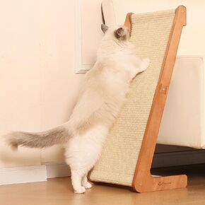 Sisal Cat Scratcher for Indoor Cats, Beechwood Base, Natural Sisal Woven Scratch Pad, Durable Scratching Post, Furniture Protector (L2) in Kuwait