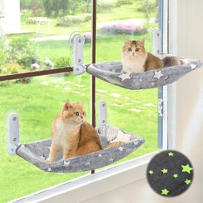 Zoratoo Glow in the Dark Cat Window Perch, Foldable Cordless Pet Hammock, M in Kuwait