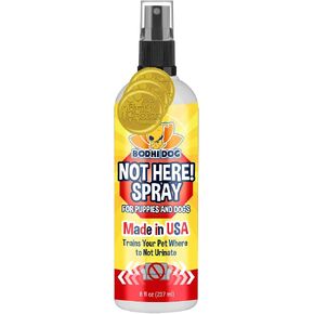 Bodhi Dog Not Here Spray - Trains Pets Where Not To Pee - Dog & Puppy Potty Training Spray to Stop Marking & Urinating Indoors or Outdoors - Safe for Furniture, Carpet & Floors - Made in USA (8 Fl Oz) in Saudi Arabia