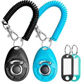 Dog Training Clicker with Sring Wrist and Keyring - Pet Dog Training Clickers for Puppy, Cat, Potty, Bird, Horse, Pet, Trainer Training Tools, Behavior Aids in Kuwait