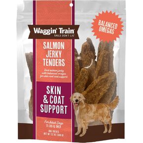 Waggin' Train Salmon Jerky Dog Treats for Skin and Coat Support, Made with 100% Real Salmon, No Grains and No Artificial Flavors or Colors, High Protein Dog Treat, Easily Digestible, 12 oz. Pouch in Kuwait