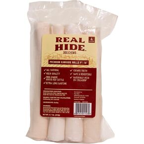 Real Hide Dog Chew Treats Rawhide Rolls, 9-10 Inch, 4 Count in Kuwait