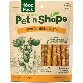 Pet 'n Shape Chik 'n Hide Twists, Chicken Wrapped Rawhide Dog Treats, 16 oz in Kuwait