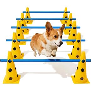 Dog Agility Equipment Set, 6 Adjustable Hurdles with 12 Cones and Poles in Saudi Arabia