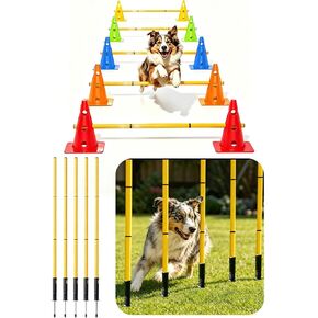 Dog Agility Training Hurdle Cone Set, Adjustable Dog Agility Equipment Obstacle Course Backyard Equipment for Pet Exercise in Kuwait