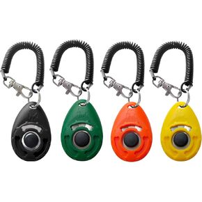 Pet Training Clicker with Wrist Strap - Dog Training Clickers for Puppy, Cat, Potty, Bird, Horse, Pet, Trainer Training Tools, Behavior Aids (Black +Deep Green + Tangerine + Yellow) in Kuwait