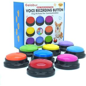 Gelabur Set of 8 Dog Buttons for Communication, Voice Recordable Buttons for Classroom, Dog Training Talking Buttons Starter Set, Pet Easy Speaking Buttons Tools in Kuwait