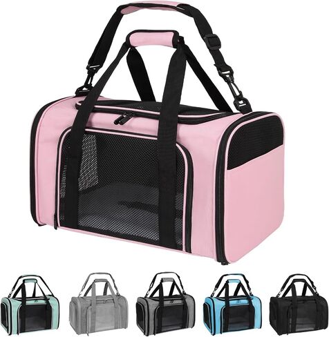 Cat Carriers Soft-Sided,Pet Carrier for Small Cats Dogs Puppies up to 1-15 LBS,TSA Airline Approved, (Medium,Pink) in Kuwait